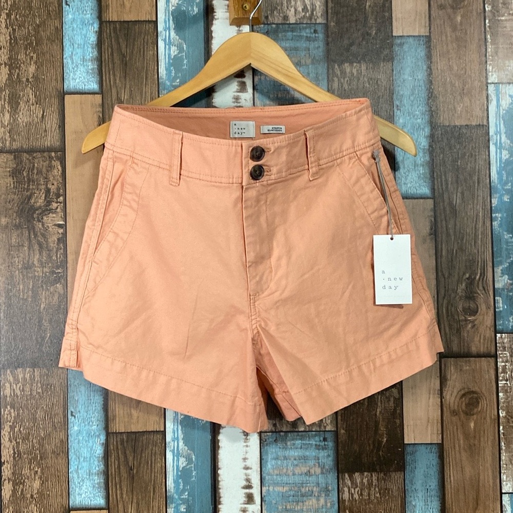 A new day peach stretch shorts